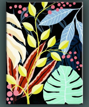 centrepiece_furnishing_tropical leaves acrylic on canvas